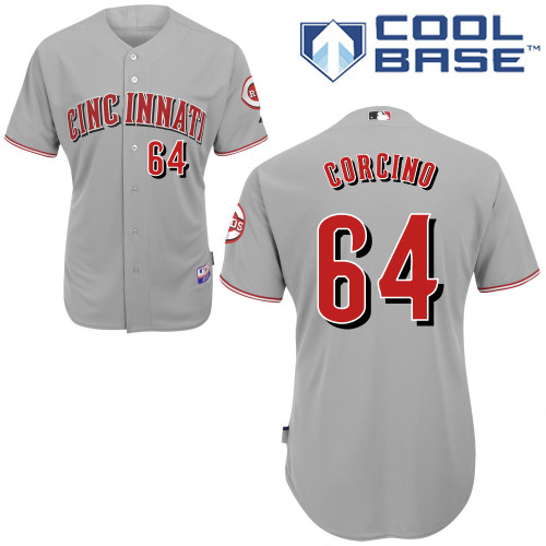 Daniel Corcino #64 MLB Jersey-Cincinnati Reds Men's Authentic Road Gray Cool Base Baseball Jersey